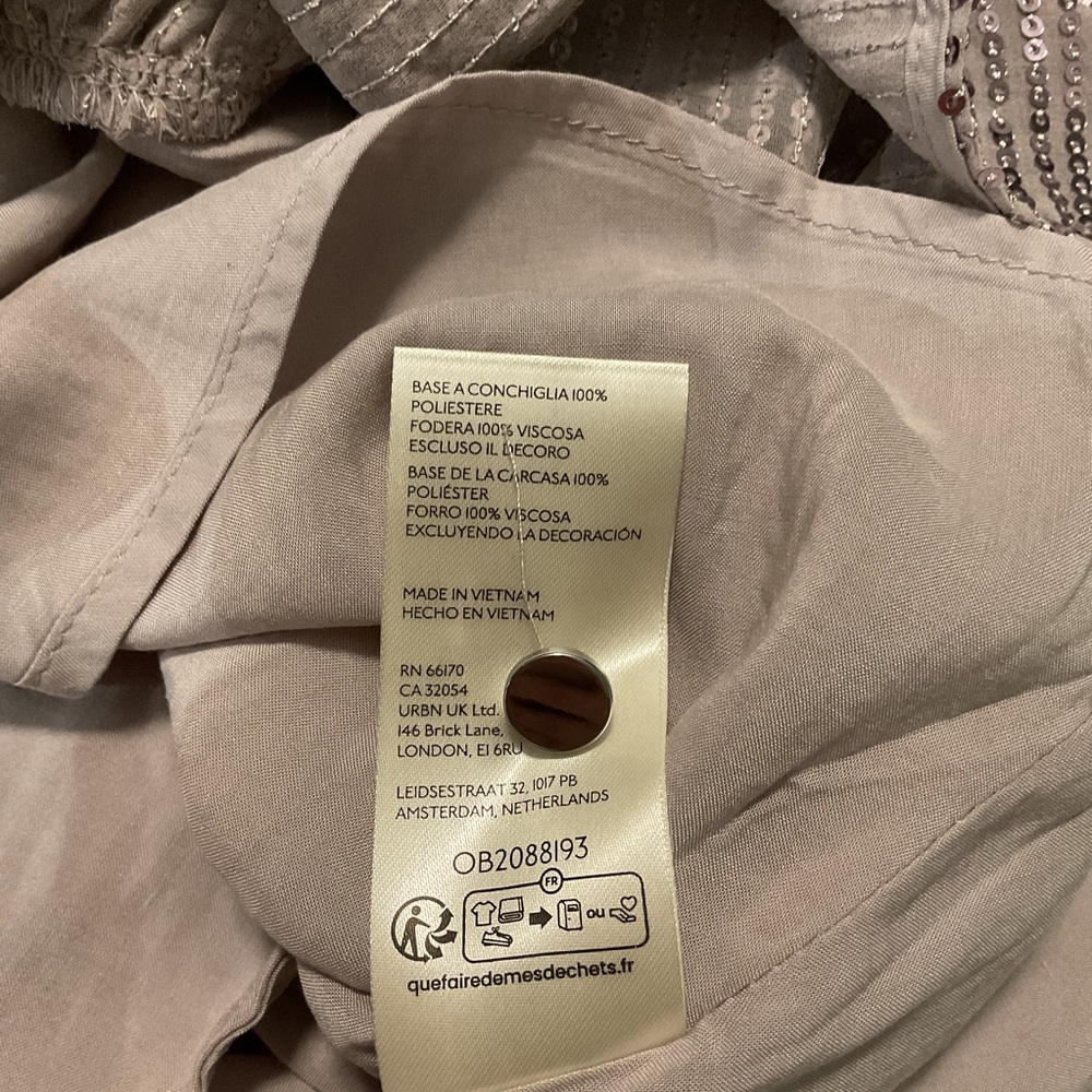 Anthropologie Maeve Bettina Sequin Tiered Mini Shirt Dress Silver - Picture 10 of 10
